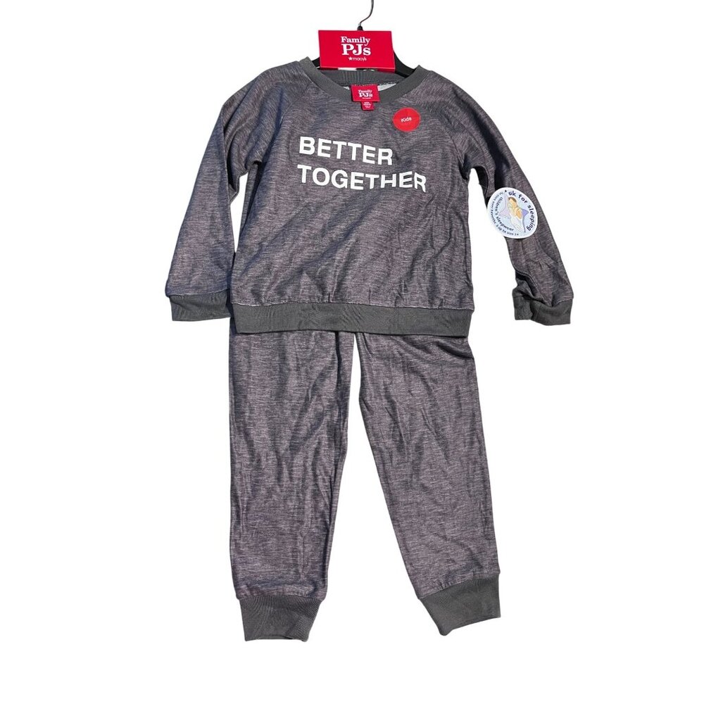 Family PJ Kids 2pc Sleep Set Charcoal Heather "Better Together" Size 4-5 Cozy
